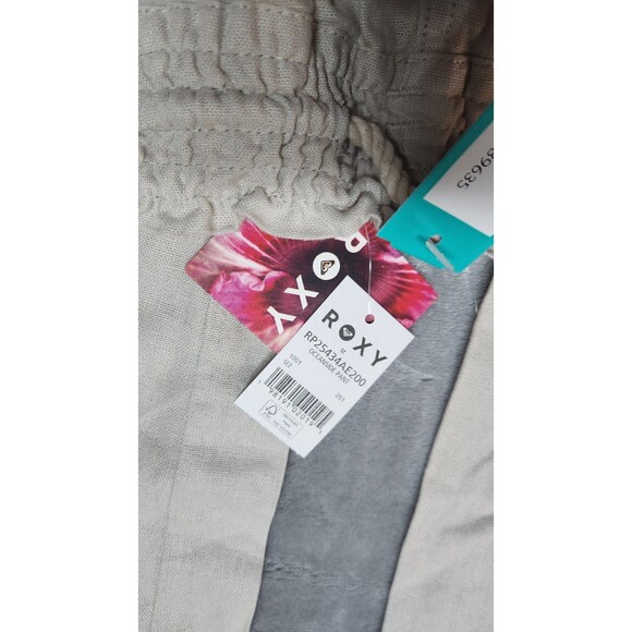 Roxy Women's Size Medium Beige Drawstring Linen Blend Pants NWT - Picture 11 of 11